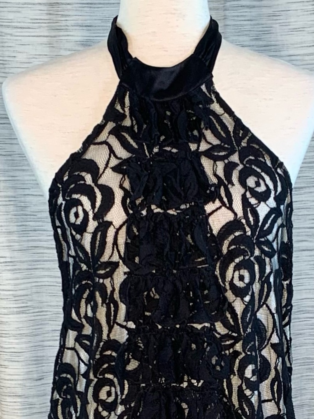 Lu Lu Lame black lace with white lining halter top. - Picture 5 of 15